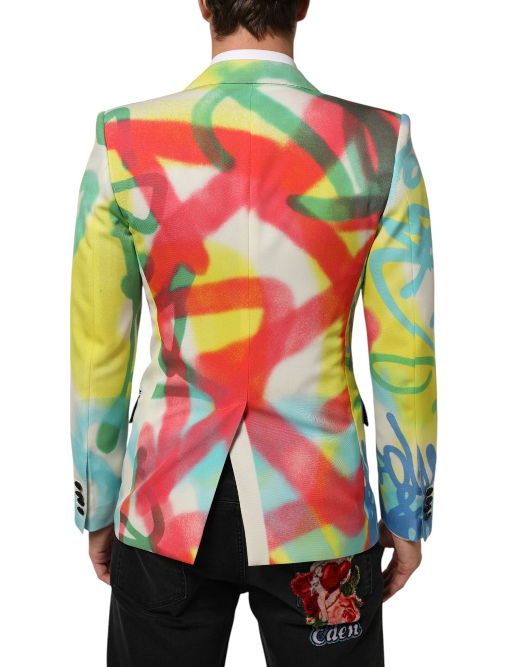 Dolce & Gabbana Multicolor Graffiti SICILIA 1 Button Men Suit Blazer by Dolce & Gabbana outlet now on sale