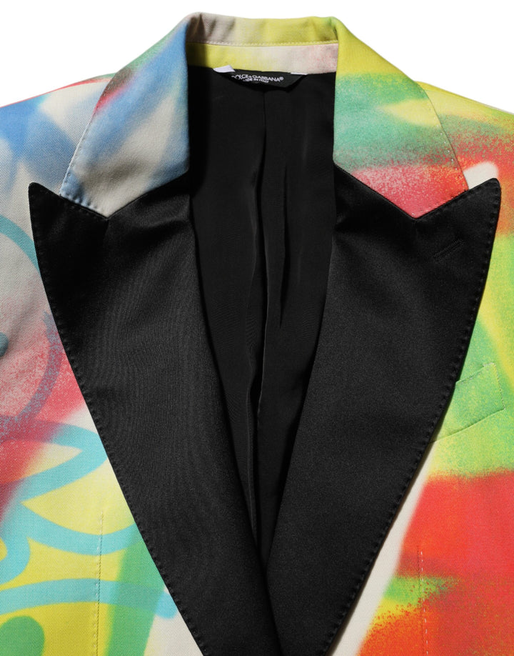 Dolce & Gabbana Multicolor Graffiti SICILIA 1 Button Men Suit Blazer by Dolce & Gabbana outlet now on sale