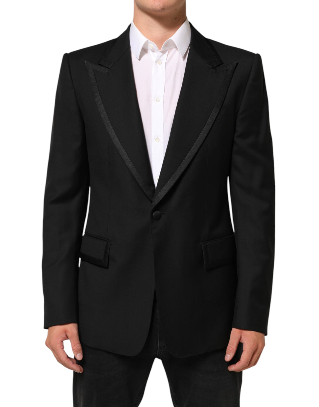 Dolce & Gabbana Black Wool 1 Button Suit Jacket Men Blazer by Dolce & Gabbana outlet now on sale