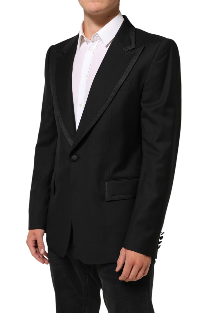 Dolce & Gabbana Black Wool 1 Button Suit Jacket Men Blazer by Dolce & Gabbana outlet now on sale