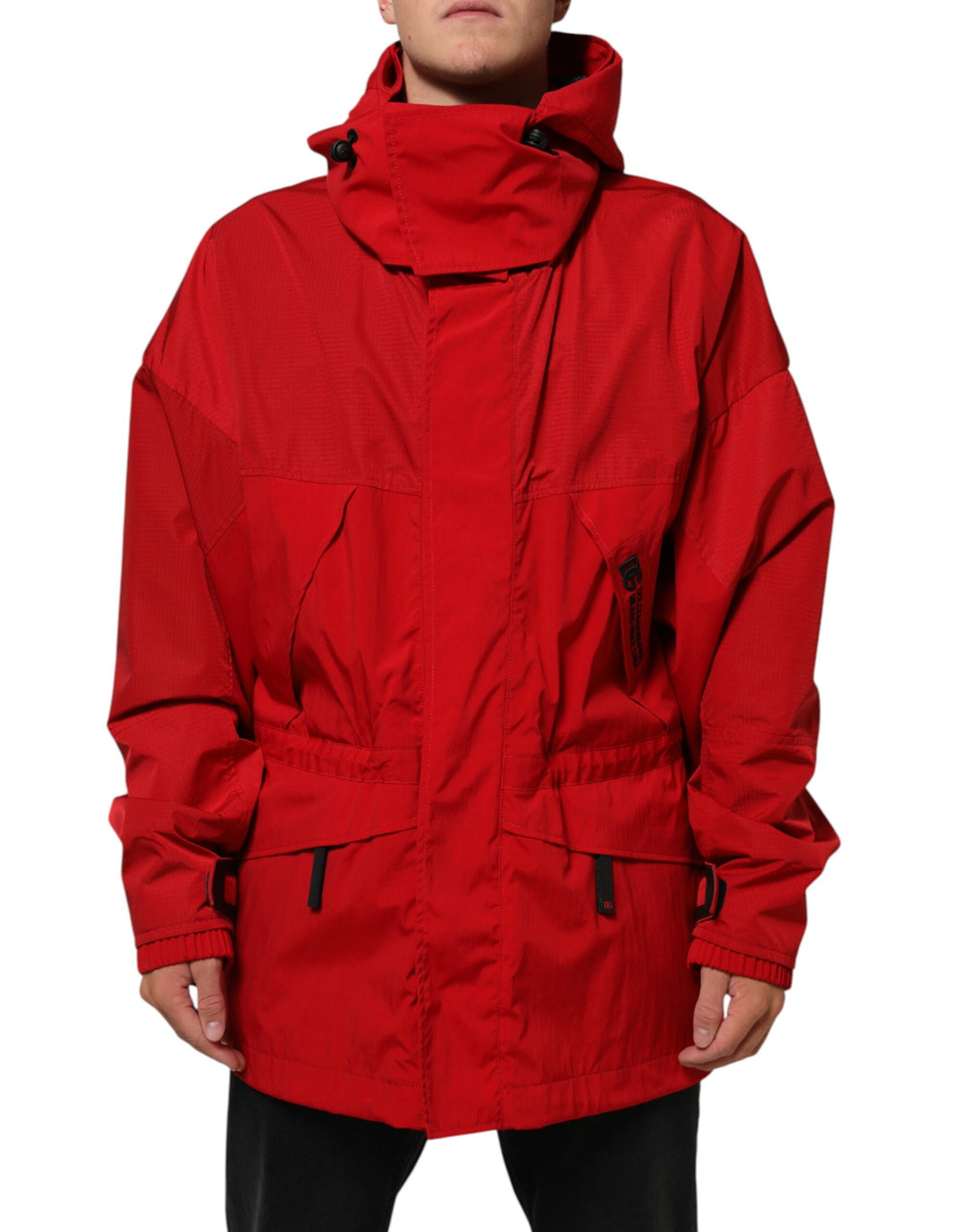 Dolce &amp; Gabbana Sample Sale Dolce &amp; Gabbana Red Nylon Hooded Men Full Zip Parka Jacket - | Designer outlet