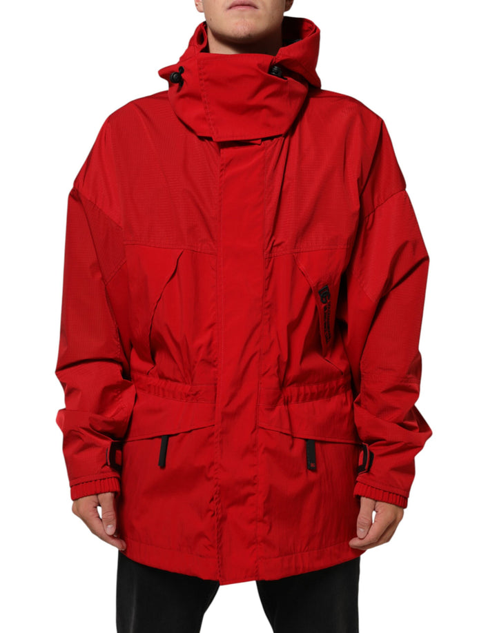 Dolce &amp; Gabbana Sample Sale Dolce &amp; Gabbana Red Nylon Hooded Men Full Zip Parka Jacket - | Designer outlet
