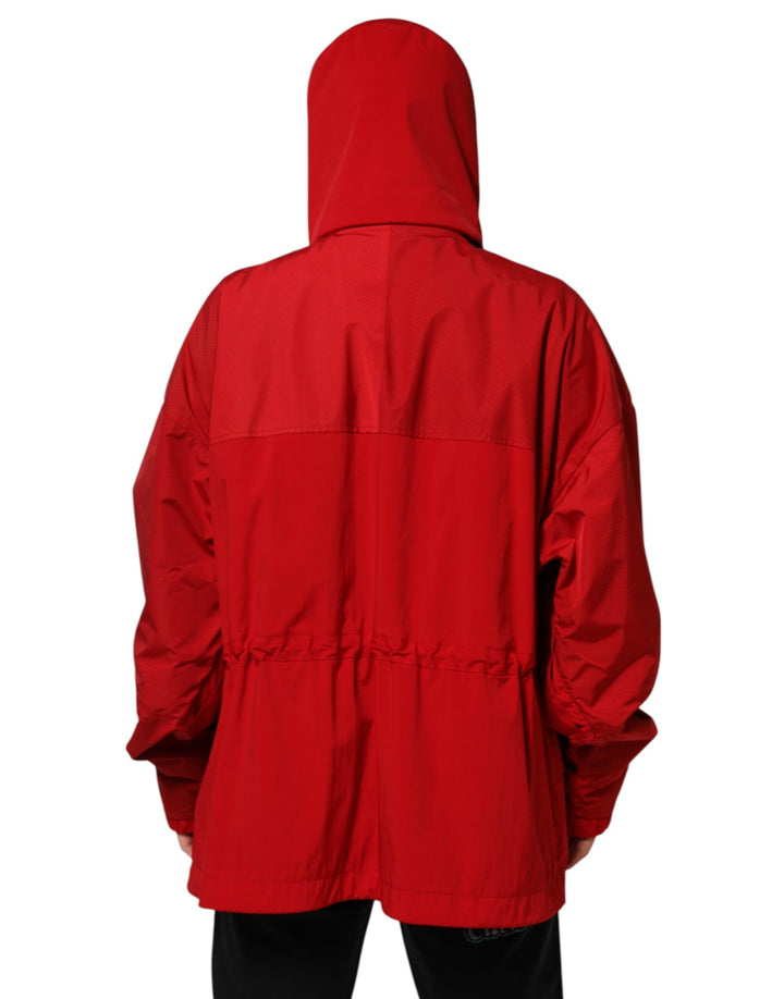 Dolce &amp; Gabbana Sample Sale Dolce &amp; Gabbana Red Nylon Hooded Men Full Zip Parka Jacket - | Designer outlet