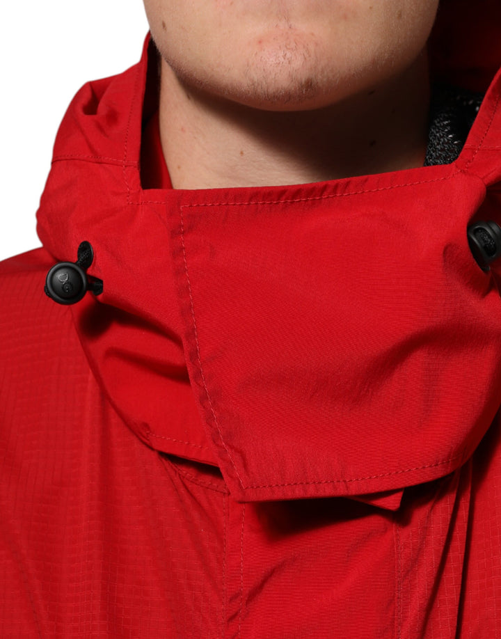 Dolce &amp; Gabbana Sample Sale Dolce &amp; Gabbana Red Nylon Hooded Men Full Zip Parka Jacket - | Designer outlet