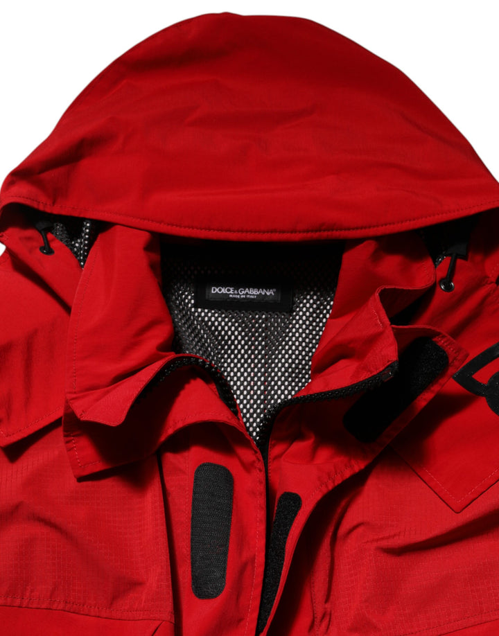 Dolce &amp; Gabbana Sample Sale Dolce &amp; Gabbana Red Nylon Hooded Men Full Zip Parka Jacket - | Designer outlet