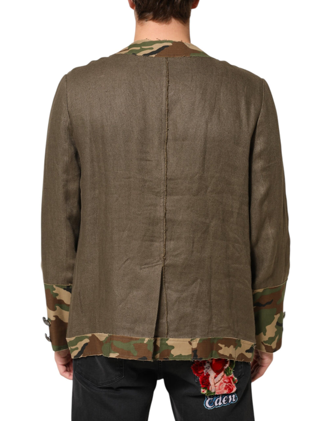 Dolce &amp; Gabbana Sample Sale Dolce &amp; Gabbana Brown Camouflage Linen Button Down Jacket - | Designer outlet