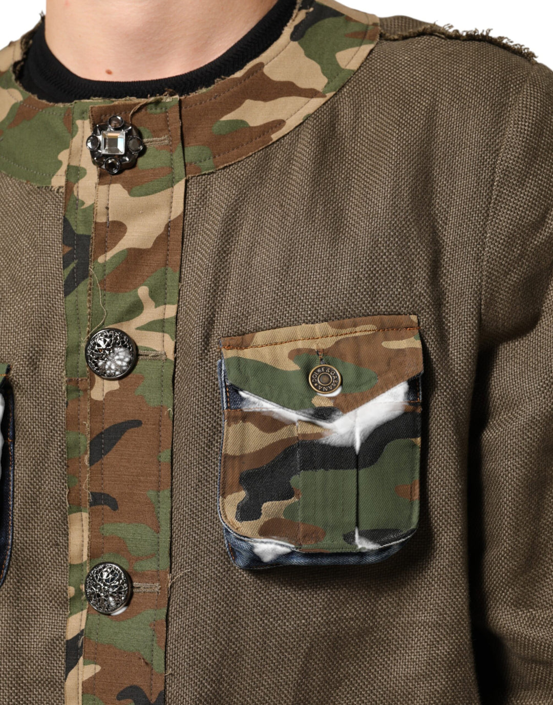 Dolce &amp; Gabbana Sample Sale Dolce &amp; Gabbana Brown Camouflage Linen Button Down Jacket - | Designer outlet