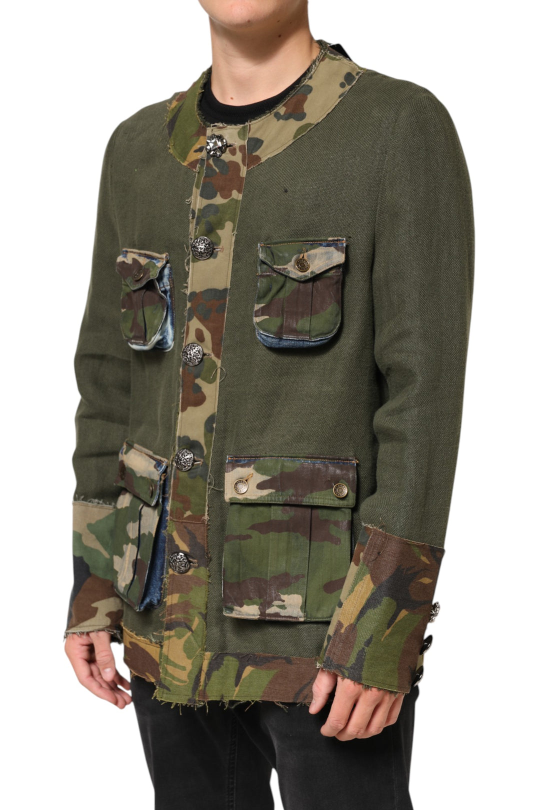 Dolce &amp; Gabbana Sample Sale Dolce &amp; Gabbana Brown Camouflage Linen Button Down Jacket - | Designer outlet
