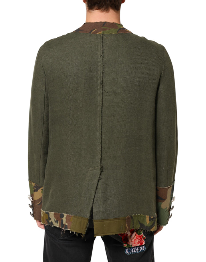 Dolce &amp; Gabbana Sample Sale Dolce &amp; Gabbana Brown Camouflage Linen Button Down Jacket - | Designer outlet