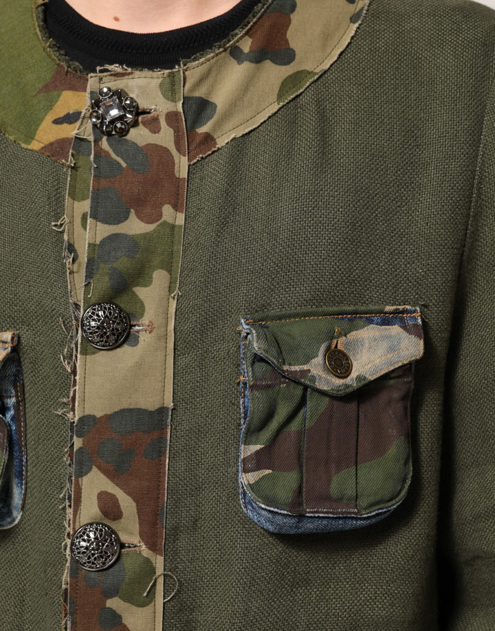 Dolce &amp; Gabbana Sample Sale Dolce &amp; Gabbana Brown Camouflage Linen Button Down Jacket - | Designer outlet