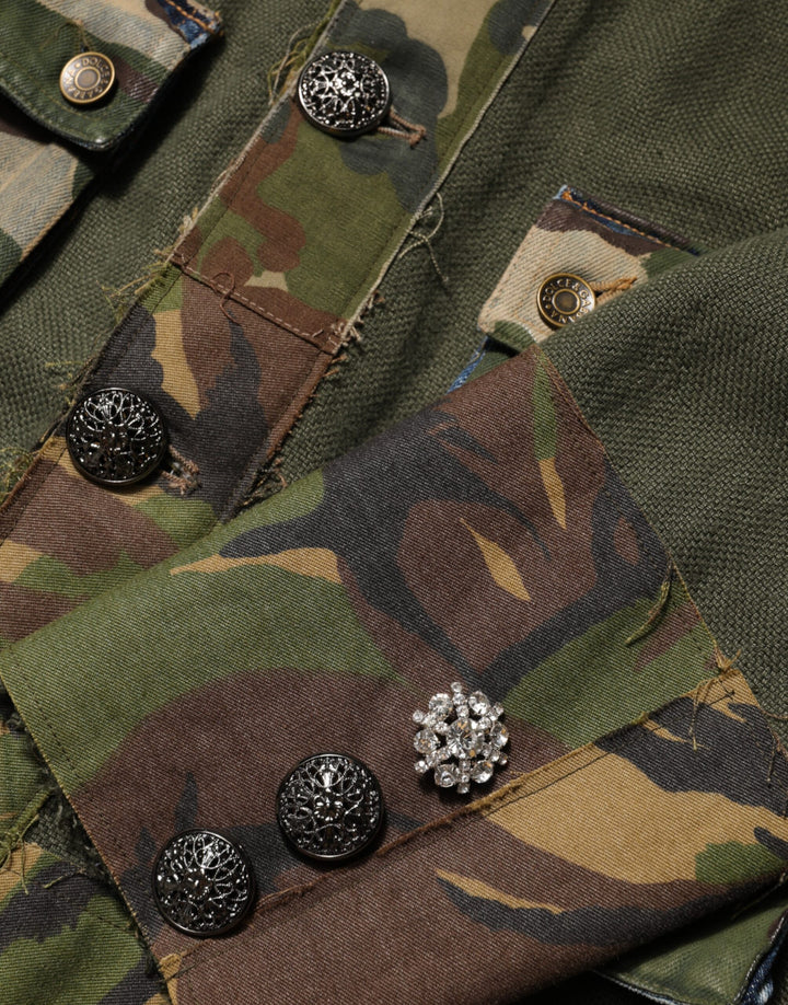 Dolce &amp; Gabbana Sample Sale Dolce &amp; Gabbana Brown Camouflage Linen Button Down Jacket - | Designer outlet
