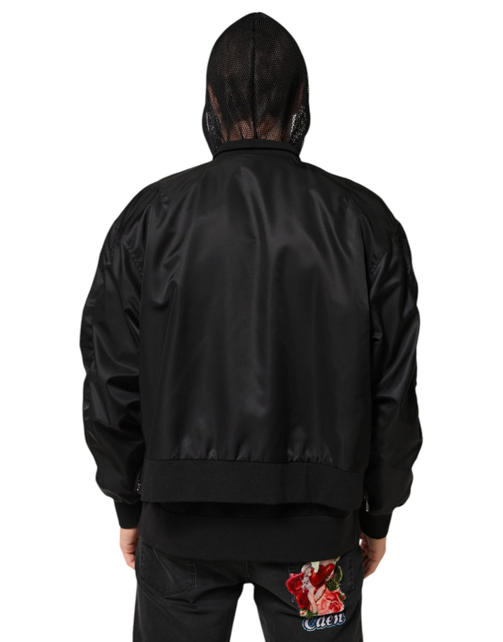 Dolce &amp; Gabbana Sample Sale Dolce &amp; Gabbana Black Nylon Hooded Full Zip Bomber Men Jacket - | Designer outlet