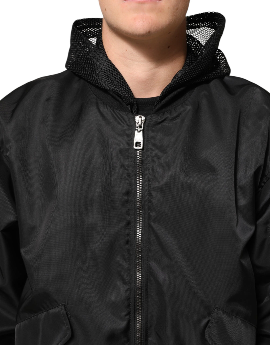 Dolce &amp; Gabbana Sample Sale Dolce &amp; Gabbana Black Nylon Hooded Full Zip Bomber Men Jacket - | Designer outlet
