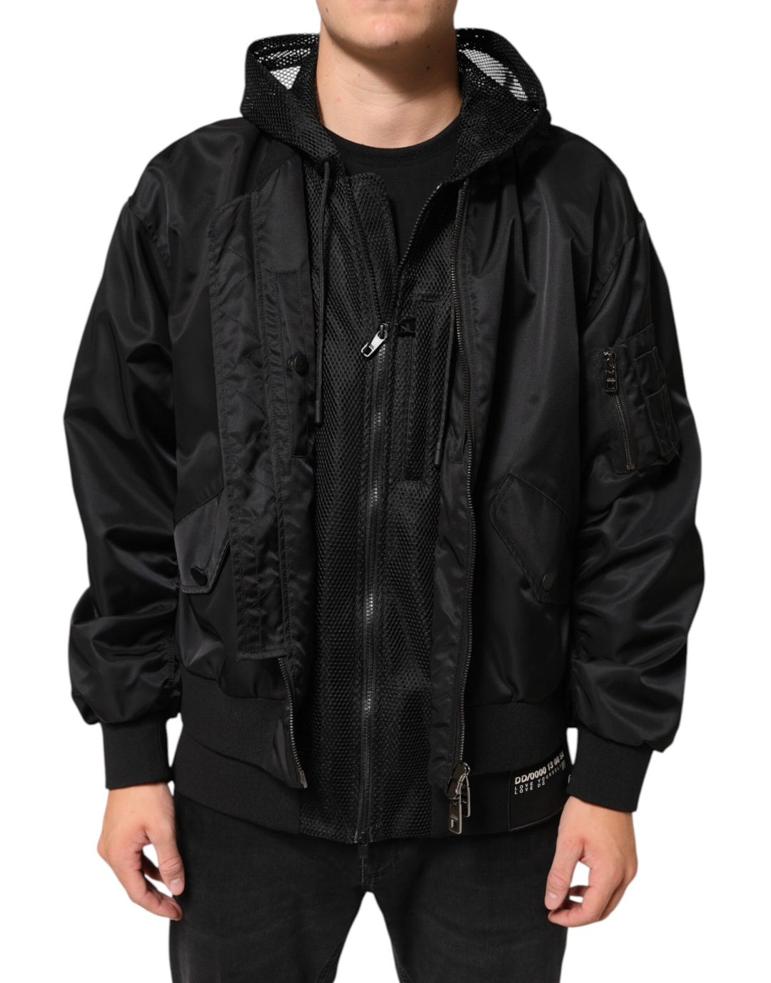Dolce &amp; Gabbana Sample Sale Dolce &amp; Gabbana Black Nylon Hooded Full Zip Bomber Men Jacket - | Designer outlet