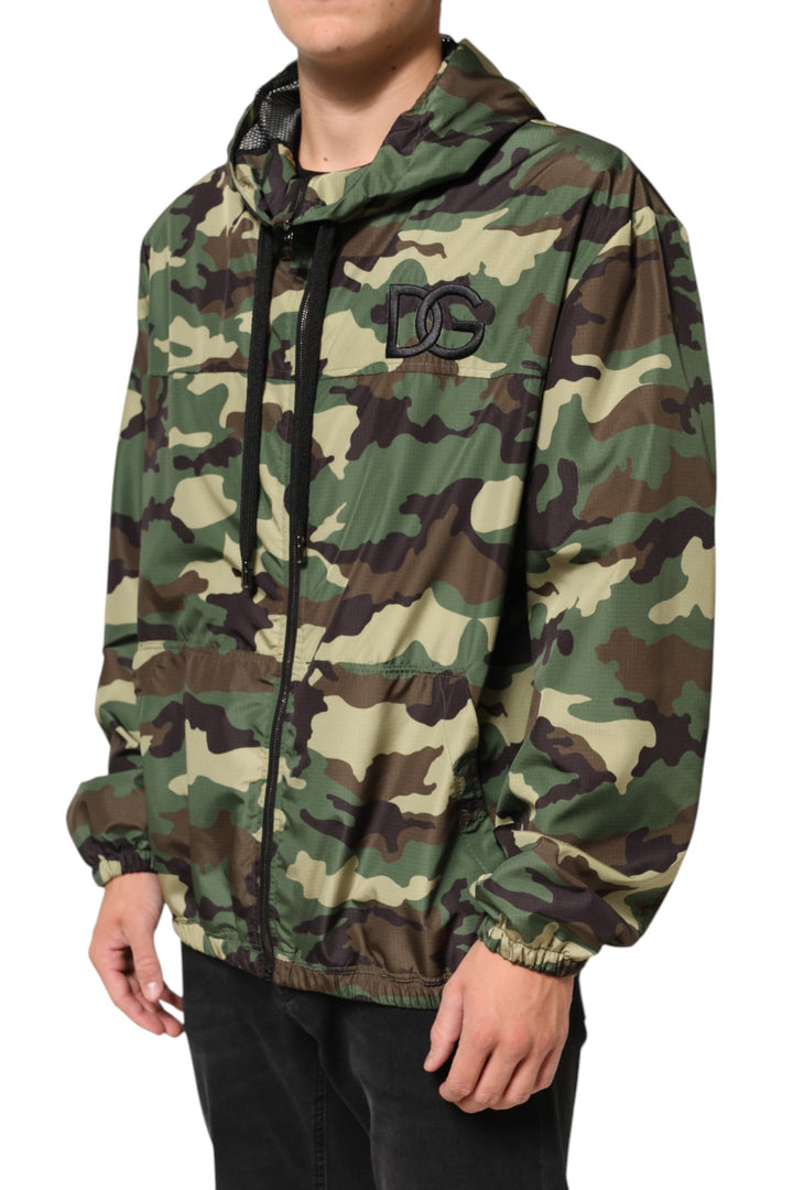 Dolce &amp; Gabbana Sample Sale Dolce &amp; Gabbana Green Camouflage Hooded Sweatshirt Jacket - | Designer outlet