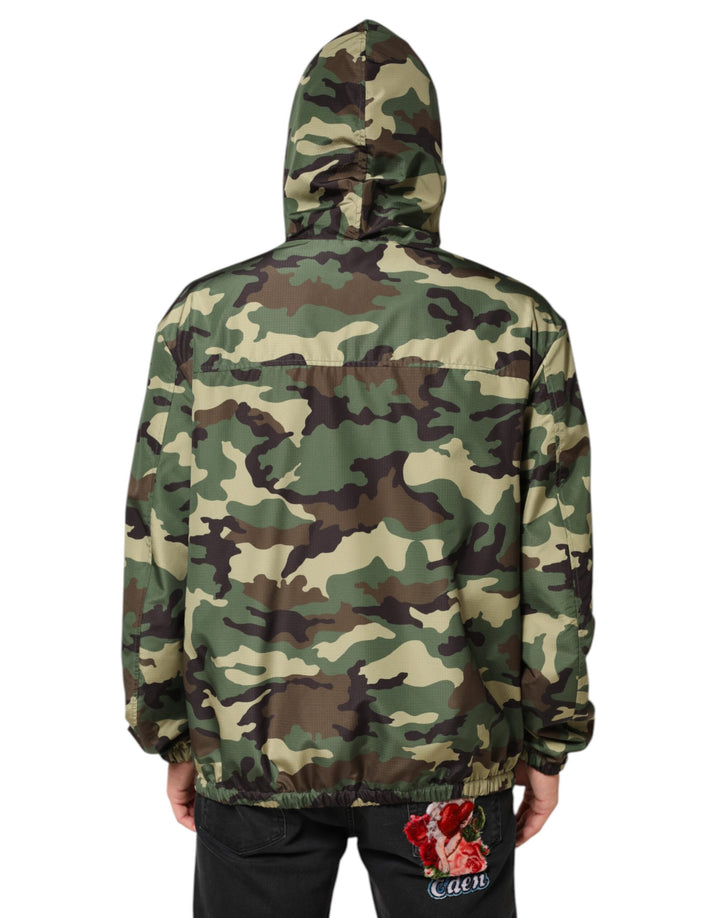 Dolce &amp; Gabbana Sample Sale Dolce &amp; Gabbana Green Camouflage Hooded Sweatshirt Jacket - | Designer outlet