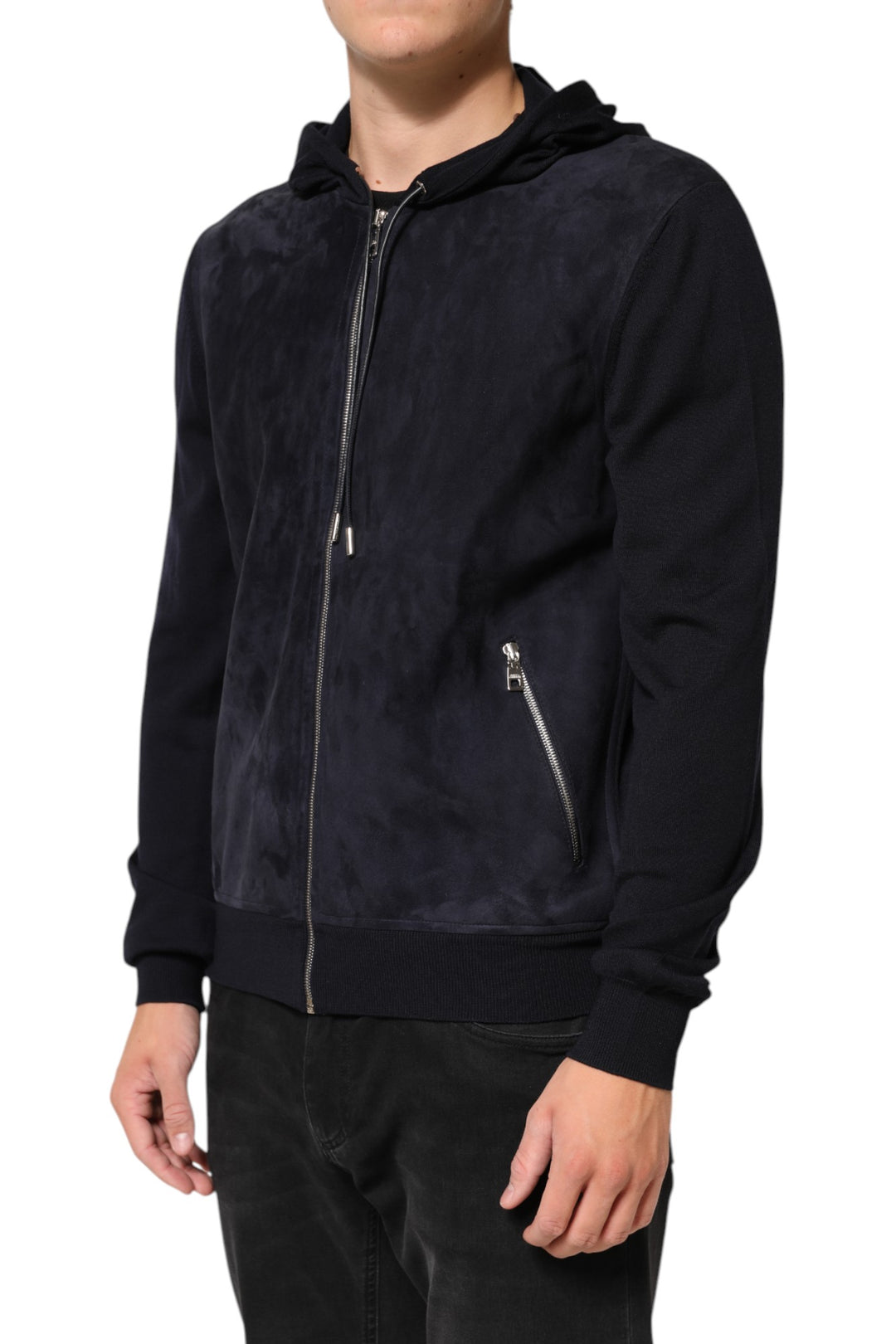 Dolce &amp; Gabbana Sample Sale Dolce &amp; Gabbana Black Leather Full Zip Hooded Blouson Jacket - | Designer outlet