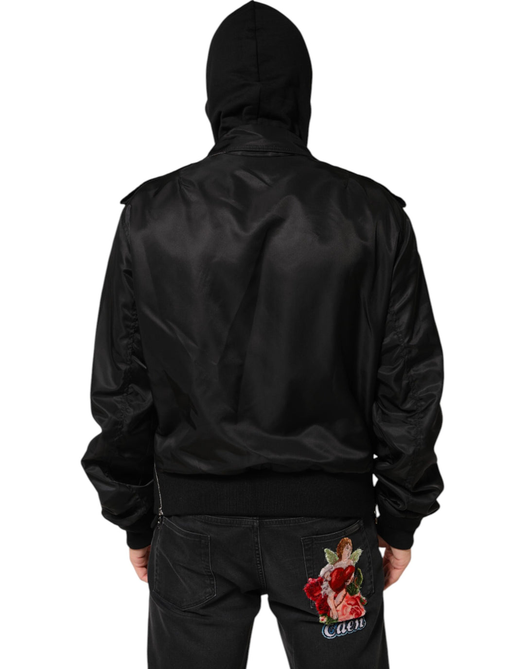 Dolce &amp; Gabbana Sample Sale Dolce &amp; Gabbana Black Cotton Hooded Full Zip Bomber Jacket - | Designer outlet