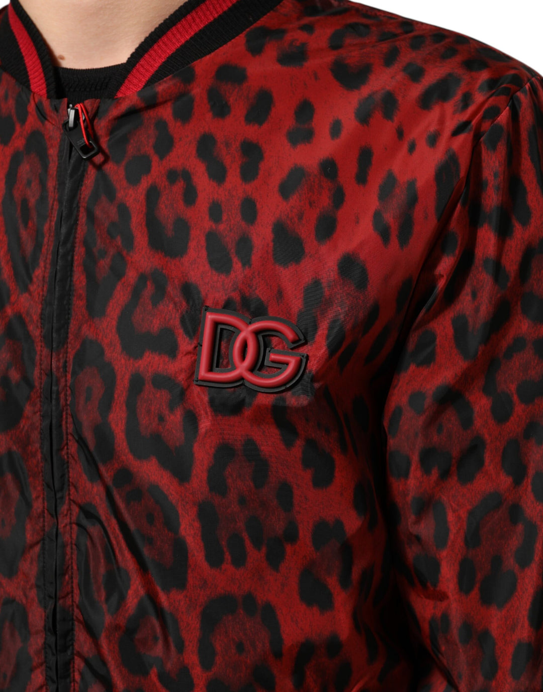 Dolce &amp; Gabbana Sample Sale Dolce &amp; Gabbana Red Leopard Print Full Zip Bomber Men Jacket - | Designer outlet