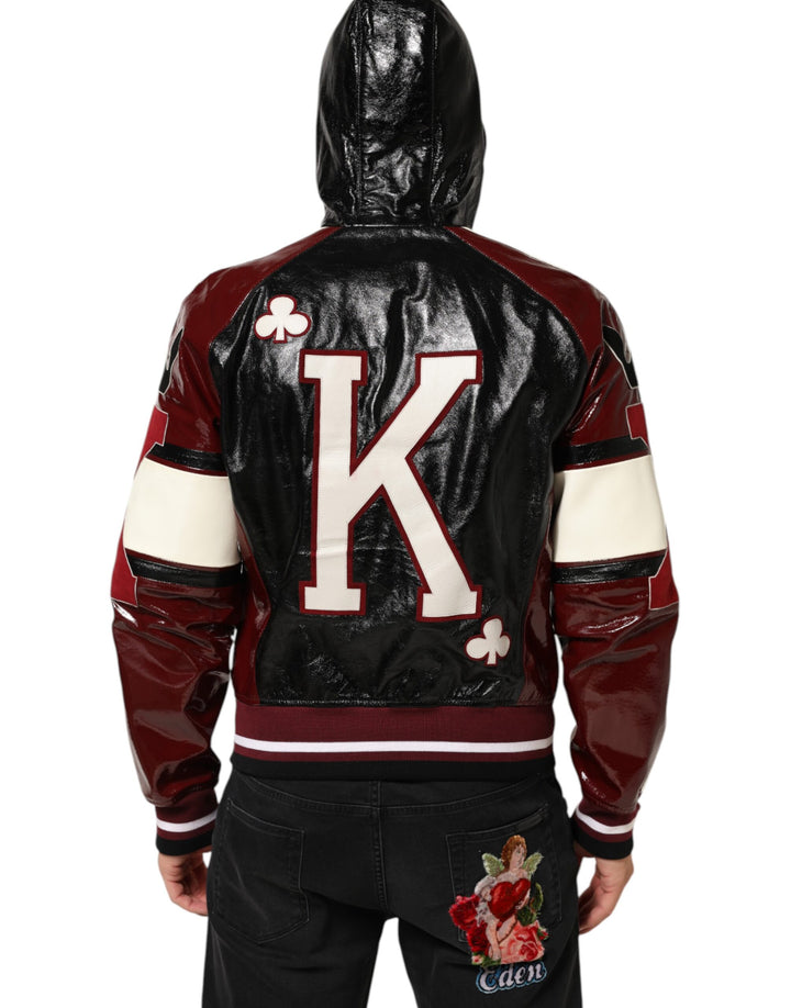 Dolce &amp; Gabbana Multicolor Hooded Leather DG King Men Biker Jacket by Dolce &amp; Gabbana outlet now on sale