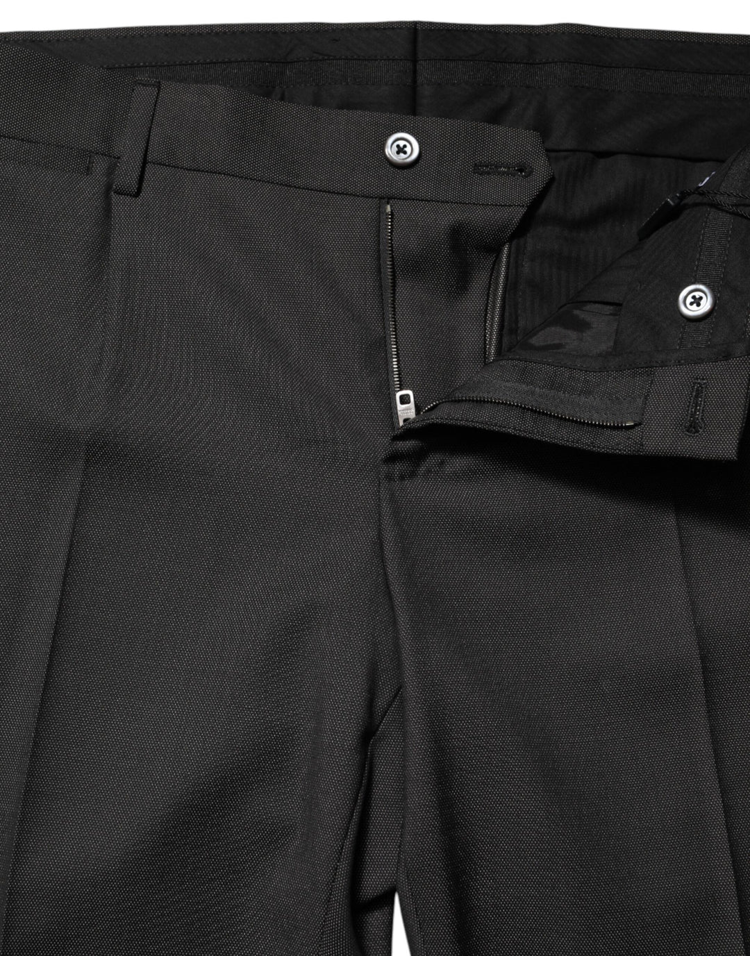 Dolce & Gabbana Black Polyester Mid Waist Dress Trouser Pants