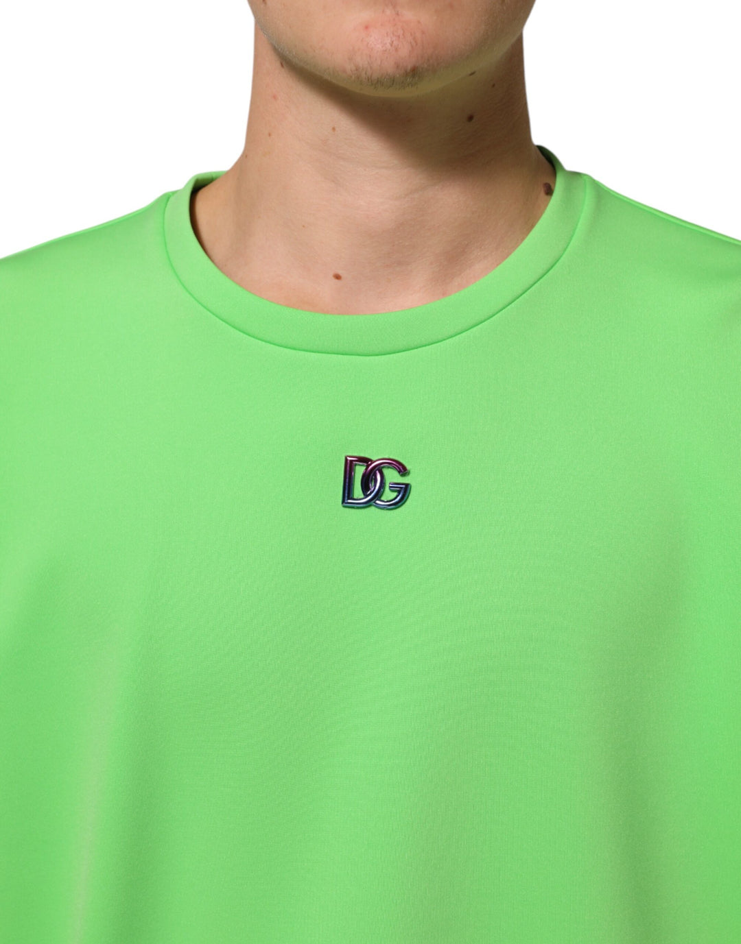 Dolce &amp; Gabbana Sample Sale Dolce &amp; Gabbana Green Logo Crew Neck Short Sleeves T-shirt - | Designer outlet