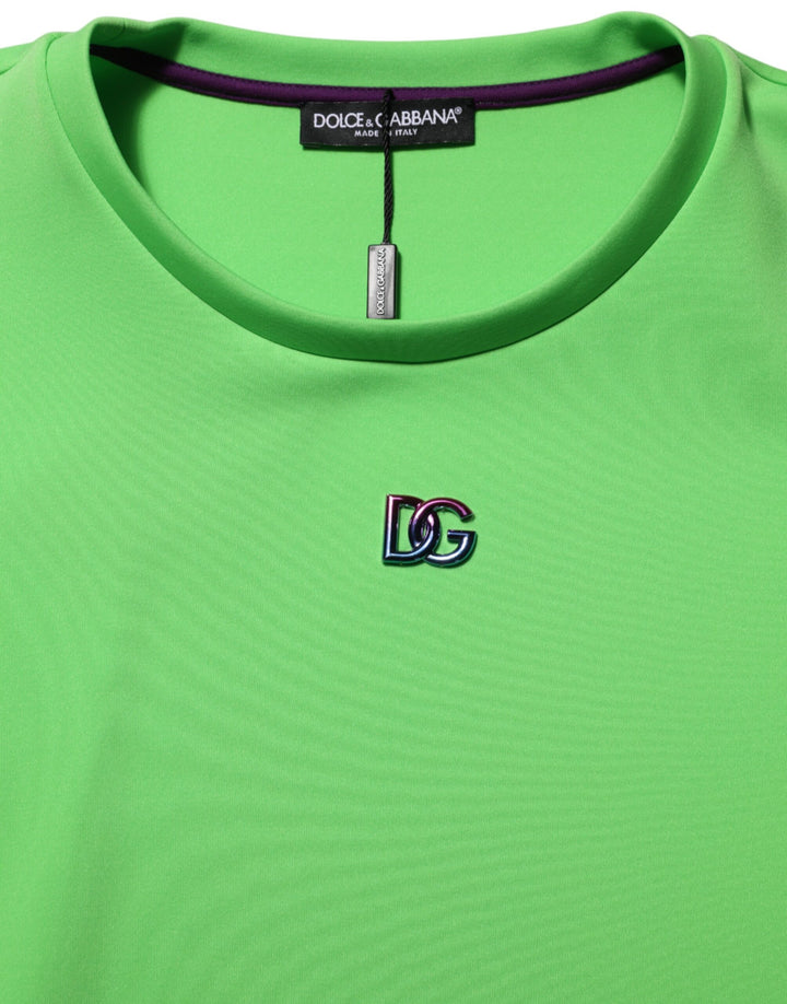 Dolce &amp; Gabbana Sample Sale Dolce &amp; Gabbana Green Logo Crew Neck Short Sleeves T-shirt - | Designer outlet