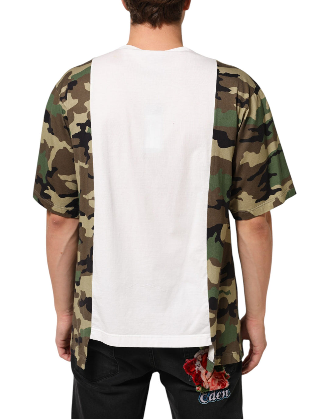 Dolce &amp; Gabbana White Logo Camouflage Crew Neck Men T-shirt by Dolce &amp; Gabbana outlet now on sale