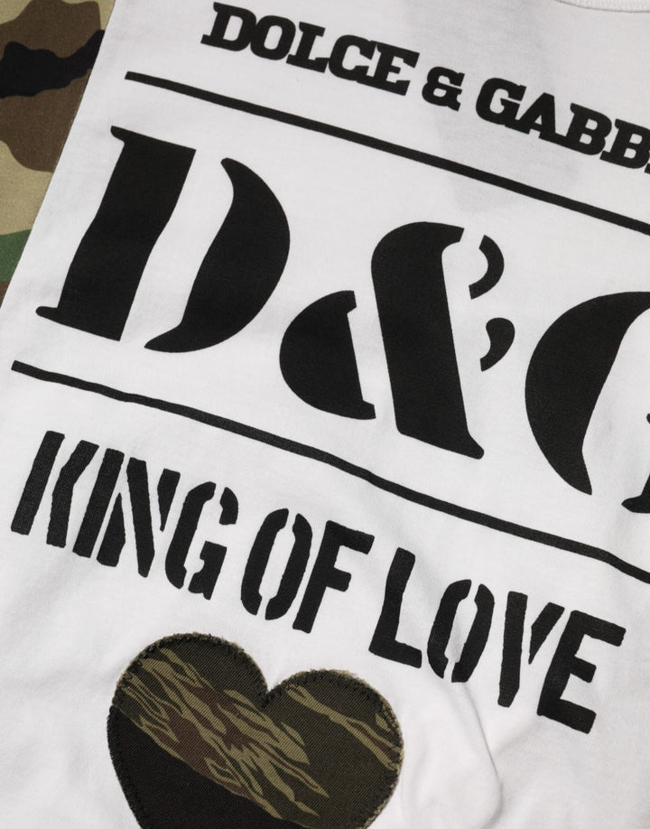 Dolce &amp; Gabbana White Logo Camouflage Crew Neck Men T-shirt by Dolce &amp; Gabbana outlet now on sale