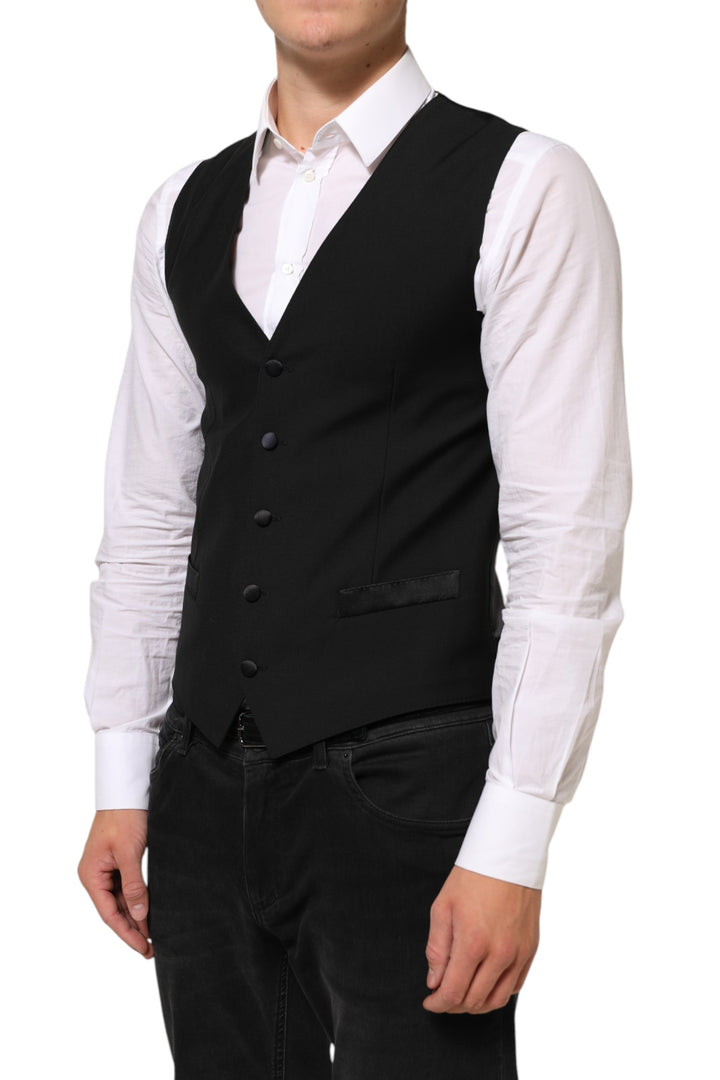 Dolce & Gabbana Black Wool Dress Formal Men Waistcoat Vest by Dolce & Gabbana outlet now on sale
