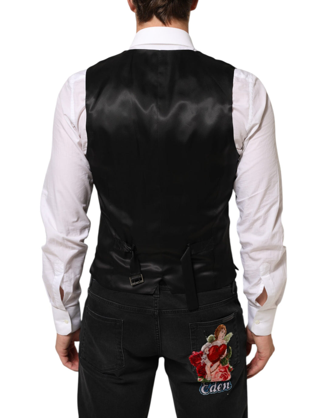 Dolce & Gabbana Black Wool Dress Formal Men Waistcoat Vest by Dolce & Gabbana outlet now on sale