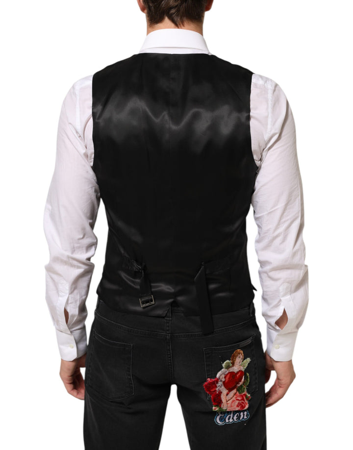 Dolce & Gabbana Black Wool Dress Formal Men Waistcoat Vest by Dolce & Gabbana outlet now on sale