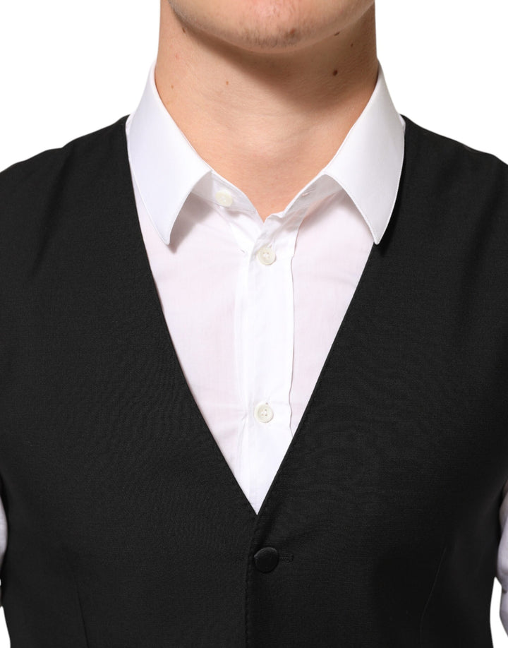 Dolce & Gabbana Black Wool Dress Formal Men Waistcoat Vest by Dolce & Gabbana outlet now on sale