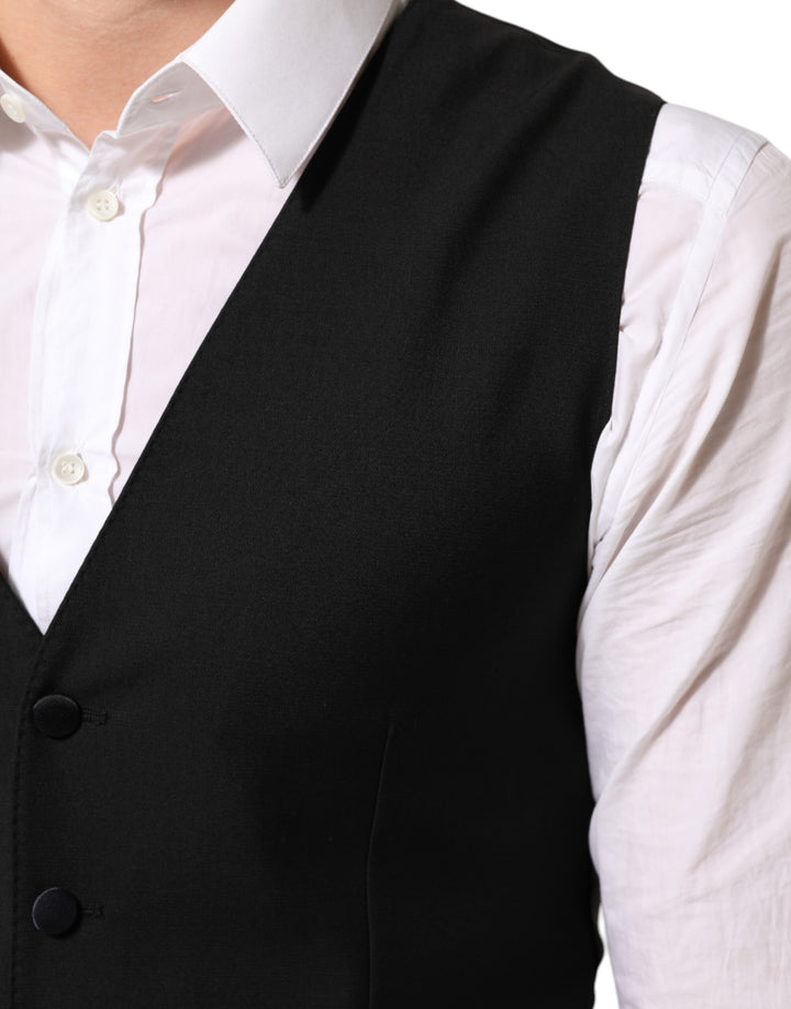 Dolce & Gabbana Black Wool Dress Formal Men Waistcoat Vest by Dolce & Gabbana outlet now on sale