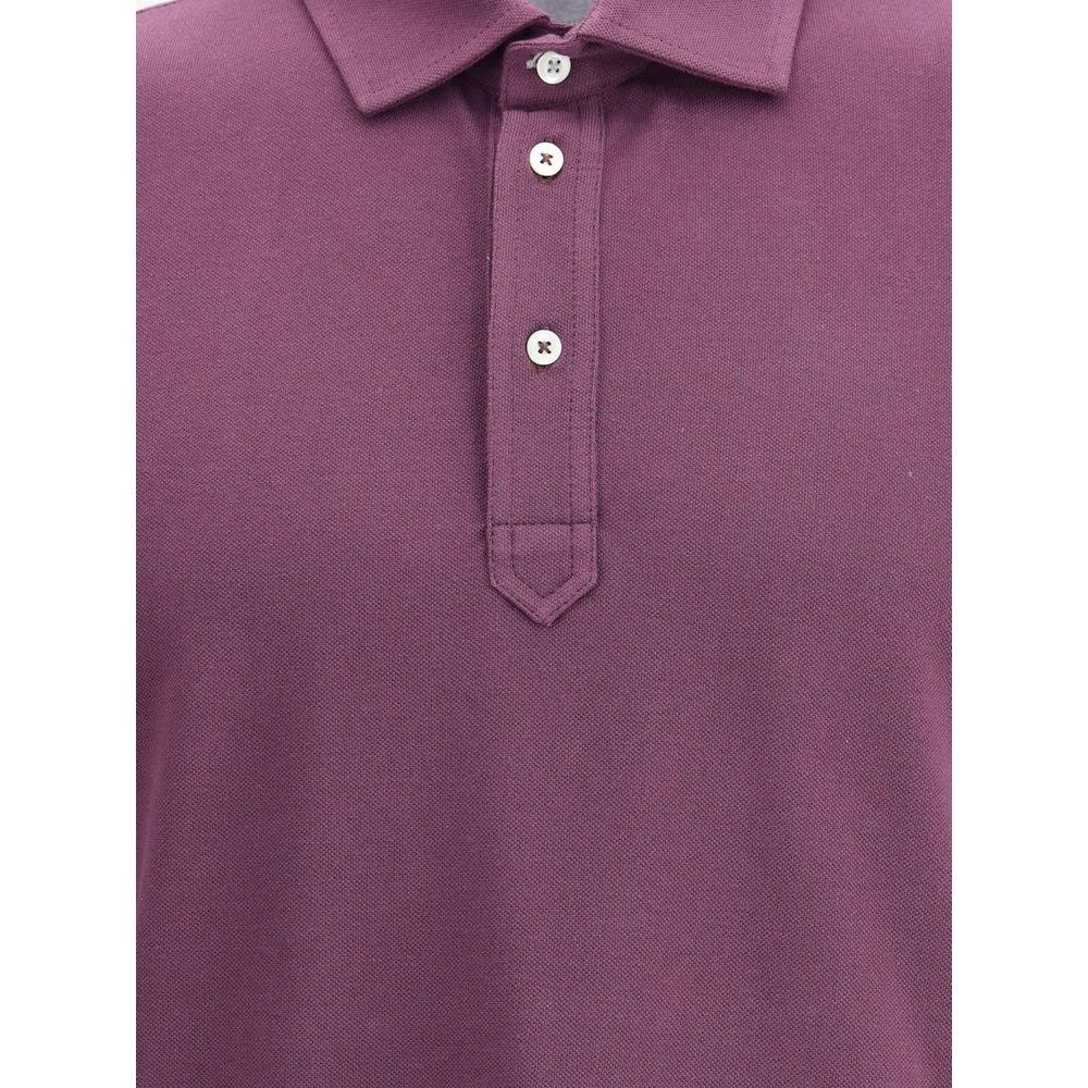 Brunello Cucinelli Purple Cotton Polo Shirt