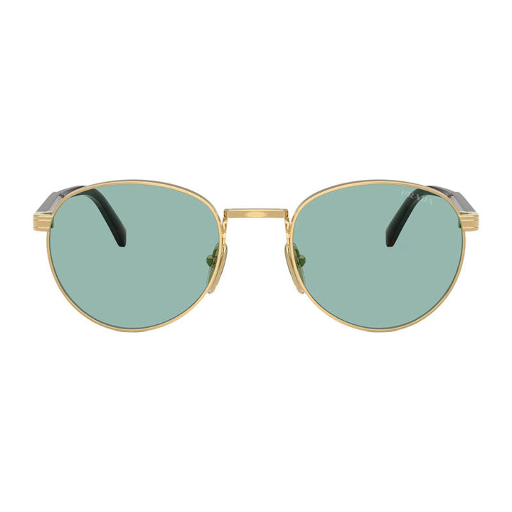 Prada Sunglasses Oval Full Rim, Shiny Gold Frame and Lago Lens PRB51S5AK40K