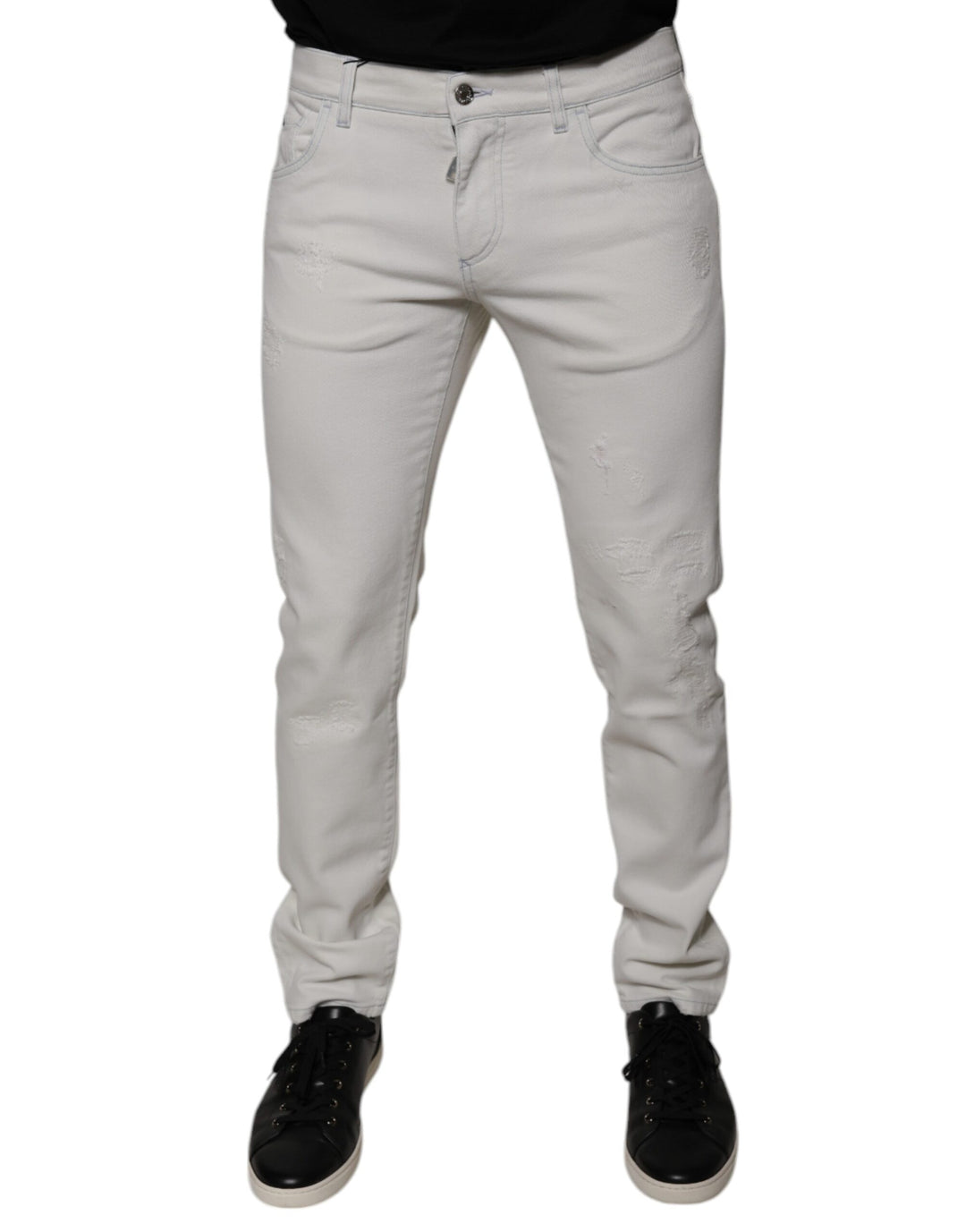 Dolce &amp; Gabbana White Cotton Stretch Skinny Men Denim Jeans by Dolce &amp; Gabbana outlet now on sale