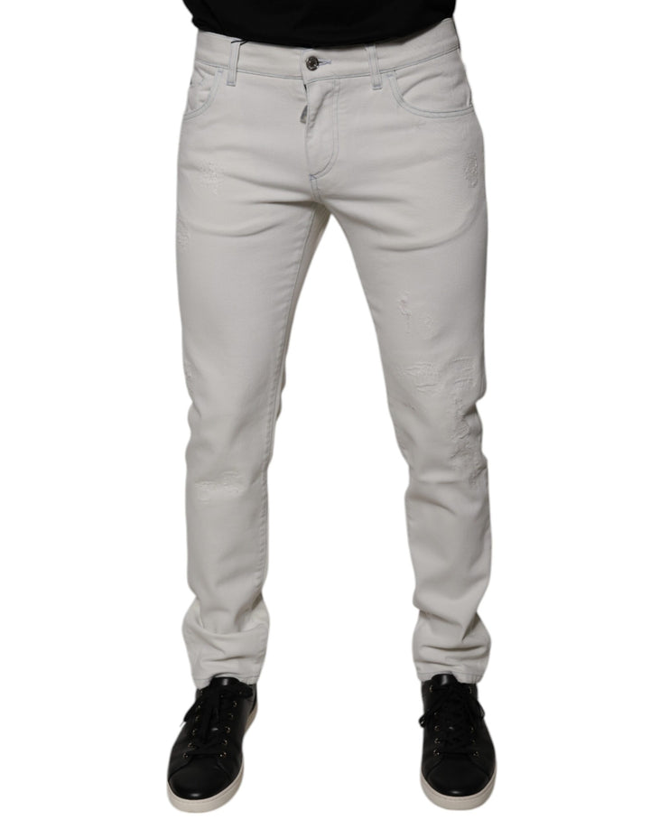 Dolce &amp; Gabbana White Cotton Stretch Skinny Men Denim Jeans by Dolce &amp; Gabbana outlet now on sale
