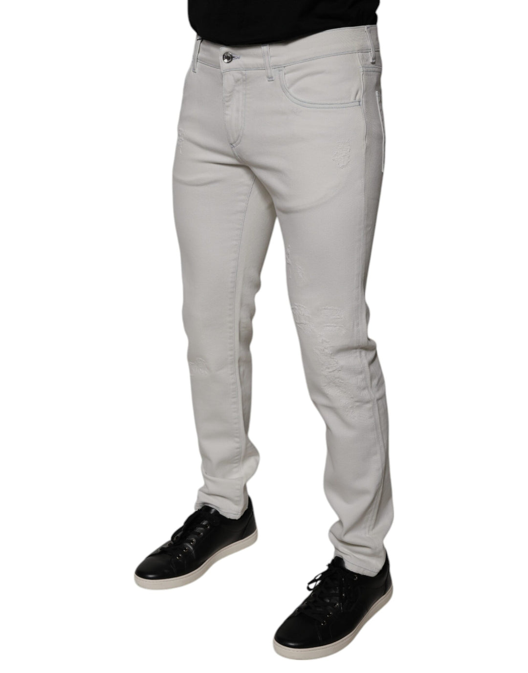 Dolce &amp; Gabbana White Cotton Stretch Skinny Men Denim Jeans by Dolce &amp; Gabbana outlet now on sale