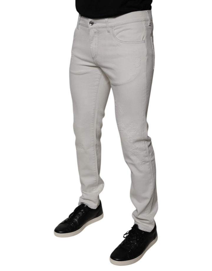 Dolce &amp; Gabbana White Cotton Stretch Skinny Men Denim Jeans by Dolce &amp; Gabbana outlet now on sale