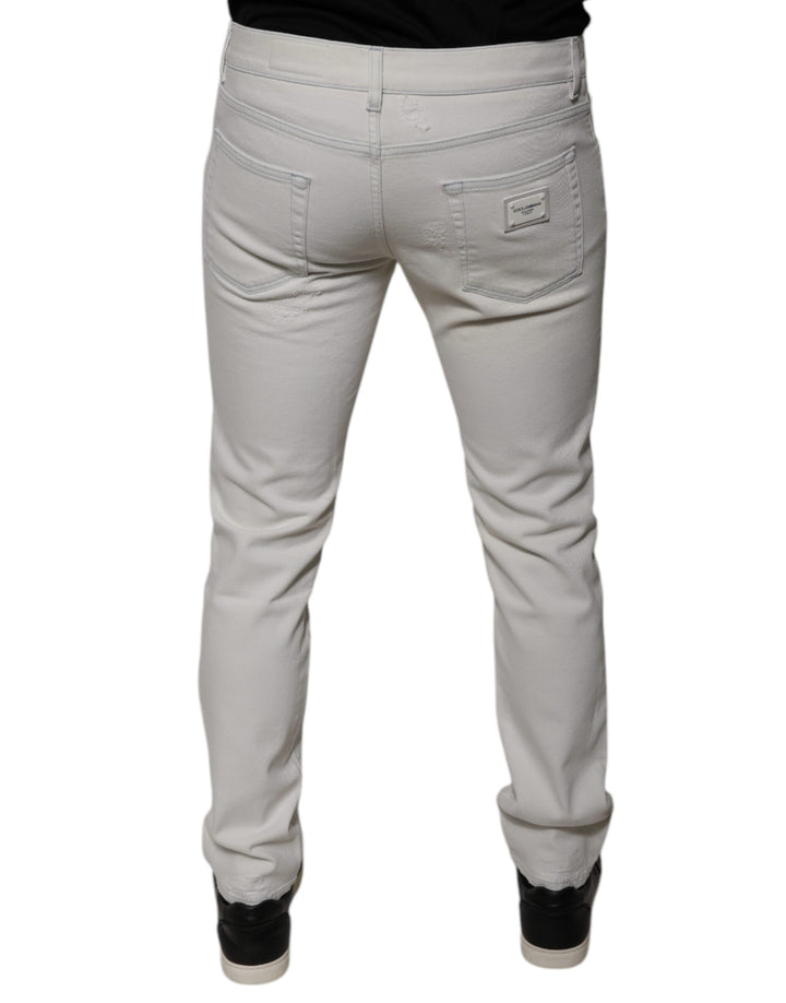 Dolce &amp; Gabbana White Cotton Stretch Skinny Men Denim Jeans by Dolce &amp; Gabbana outlet now on sale