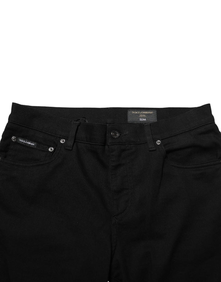 Dolce &amp; Gabbana Sample Sale Dolce &amp; Gabbana Black Cotton Stretch Slim Fit Men Denim Jeans - | Designer outlet