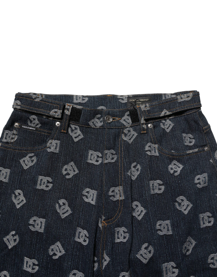 Dolce & Gabbana Blue Logo Print Straight Denim Men Jeans by Dolce & Gabbana outlet now on sale