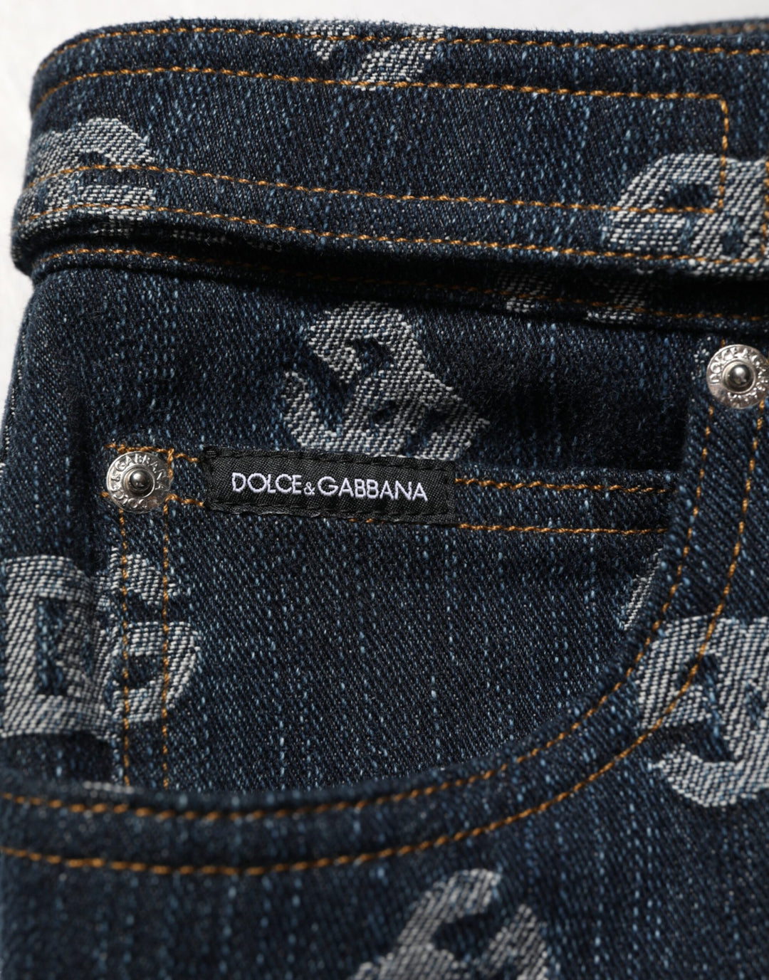 Dolce & Gabbana Blue Logo Print Straight Denim Men Jeans by Dolce & Gabbana outlet now on sale