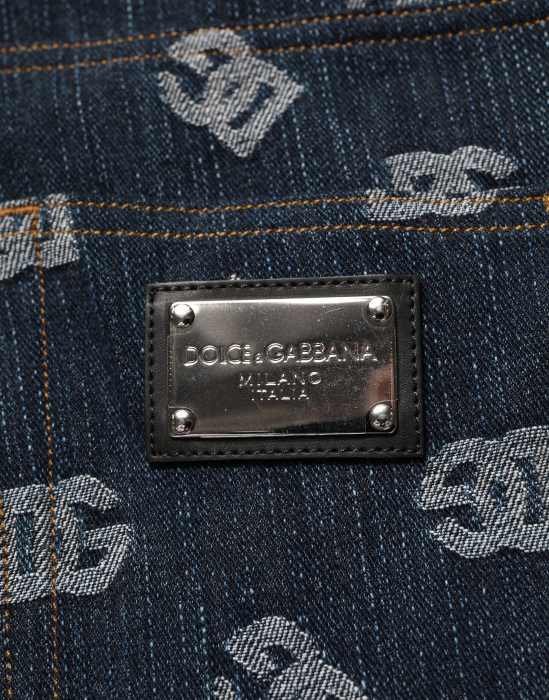 Dolce & Gabbana Blue Logo Print Straight Denim Men Jeans by Dolce & Gabbana outlet now on sale