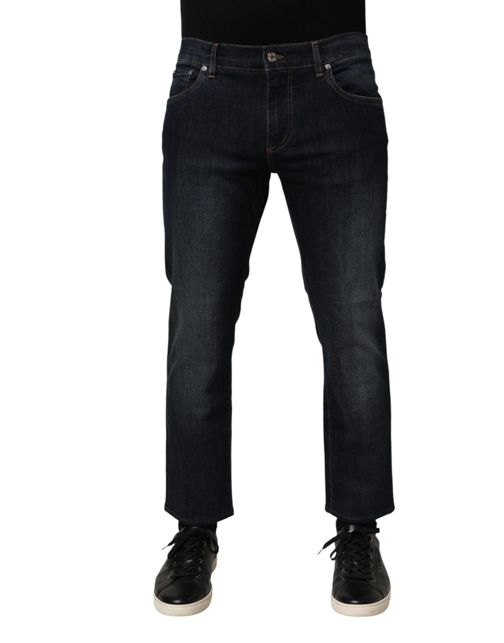 Dolce & Gabbana Dark Blue Cotton Skinny Men Denim Jeans by Dolce & Gabbana outlet now on sale