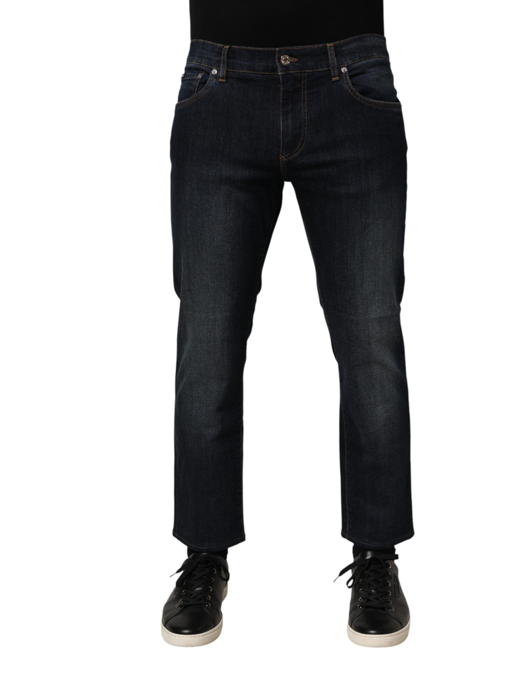 Dolce & Gabbana Dark Blue Cotton Skinny Men Denim Jeans by Dolce & Gabbana outlet now on sale