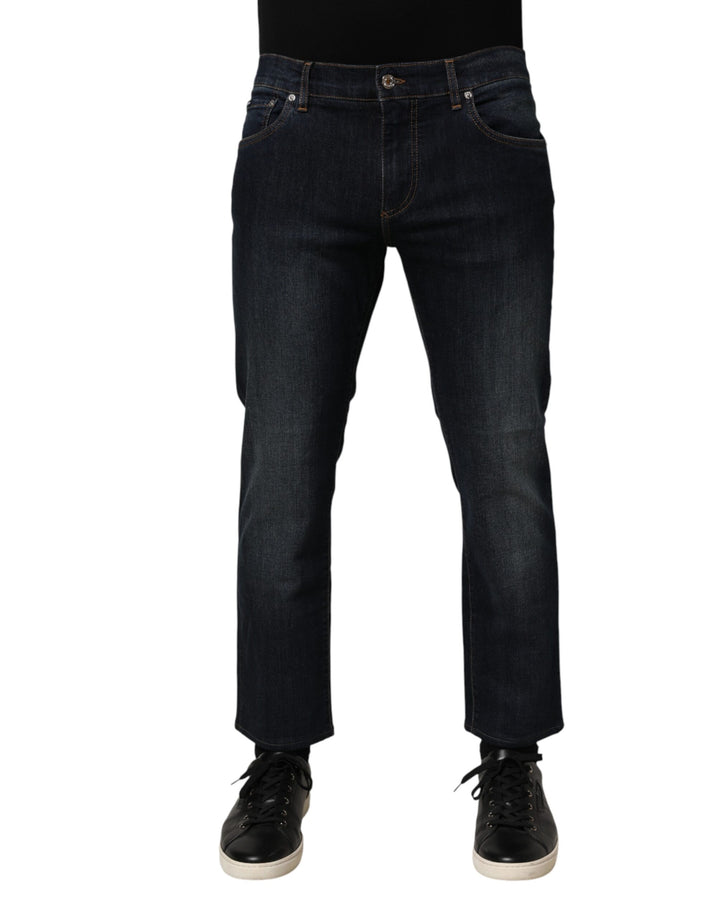 Dolce & Gabbana Dark Blue Cotton Skinny Men Denim Jeans by Dolce & Gabbana outlet now on sale