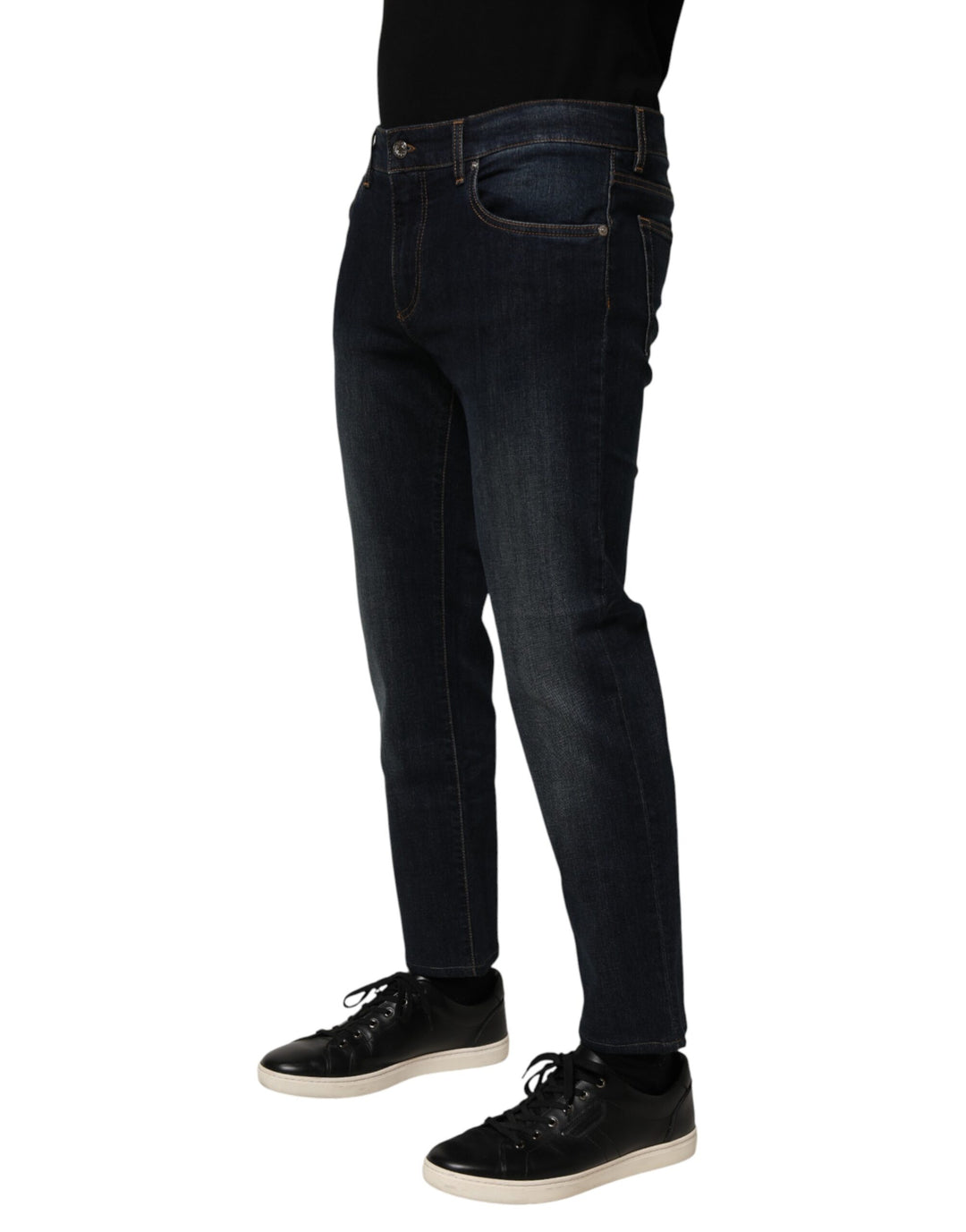 Dolce & Gabbana Dark Blue Cotton Skinny Men Denim Jeans by Dolce & Gabbana outlet now on sale