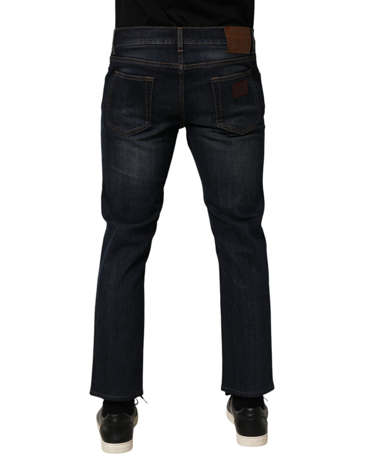 Dolce & Gabbana Dark Blue Cotton Skinny Men Denim Jeans by Dolce & Gabbana outlet now on sale